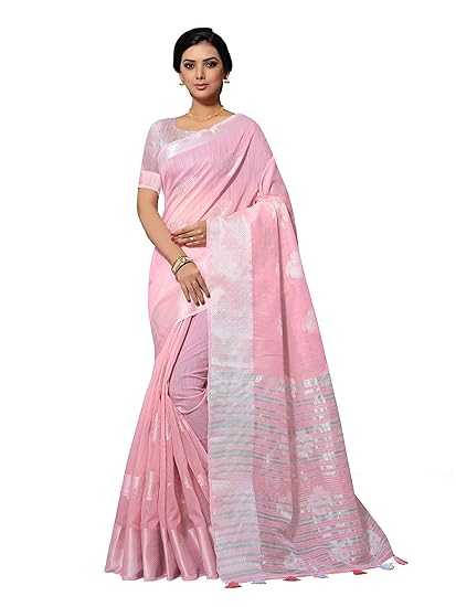 leeza store Womens Banarasi Silk Saree With Blouse Piece