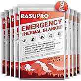 Rasupro 9 Pack Emergency Blankets, Outdoor Survival Emergency Insulated Gear, Mylar Thermal Space Insulated Blanket, Perfect 