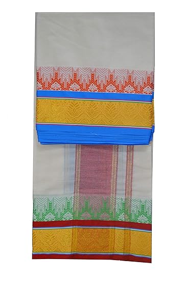 EXD245 Men's Traditional Jacquard Dhoti of Flower pot Design