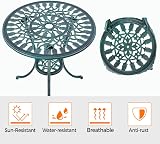 Yaheetech 3 Piece Patio Bistro Set Round Aluminum Table Two Chairs Green view 6
