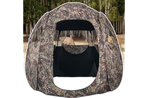 ShedOFF Hunting Blind 1-3 Person See Through Quick Set Pop up Ground Blinds for Deer Turkey Duck Hunting, Bow Hunting Adjust Windows with Silent Zipper