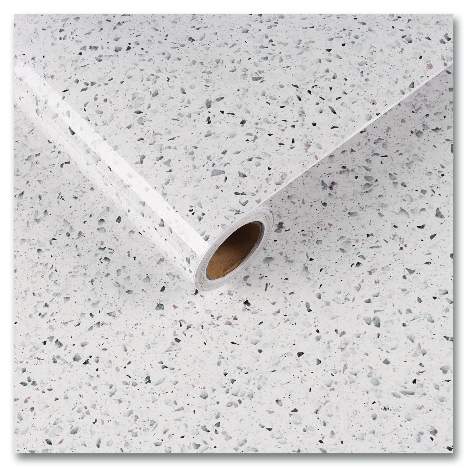 Photo 1 of CRE8TIVE Large Size 36"x118" White Granite Contact Paper for Countertops Granite Peel and Stick Wallpaper Removable Self Adhesive Glossy Marble Countertop Contact Paper Waterproof for Bathroom Kitchen