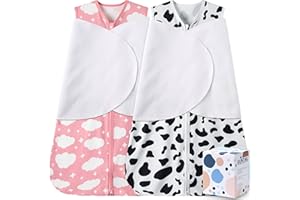 GUNTAIL Newborn Sleep Sack Baby Swaddle,3-Way Adjustable Wearable Blanket,100% Rayon Cotton Swaddling Sleeping Bag. (Cloud & Cow Print, 3-6 Months)