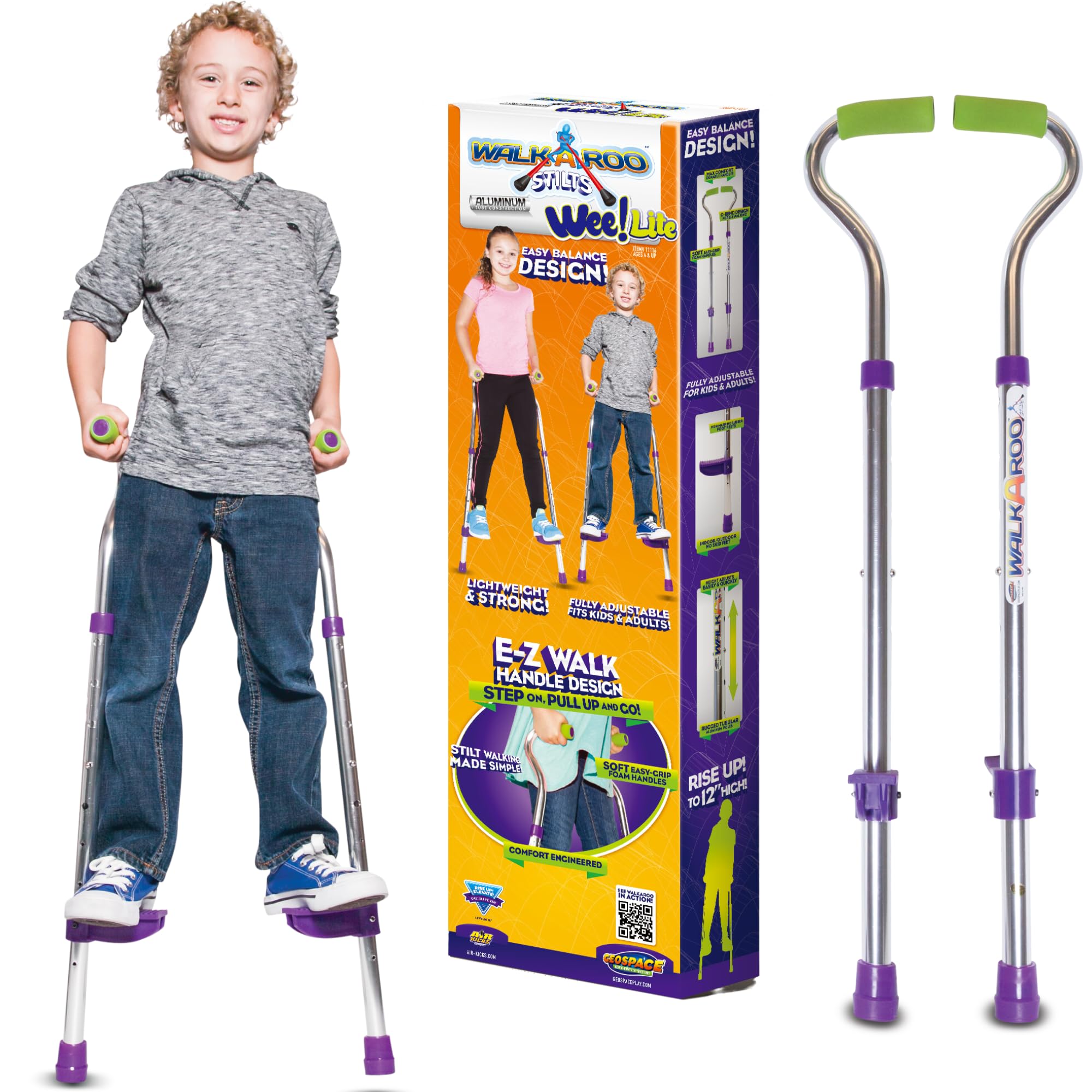 Original Walkaroo Wee Balance Walking Stilts Lite (Aluminum) for Indoor or Outdoor Active Play with Adjustable Height for Little Kids & Beginners Ages 4 and up to 50 KG