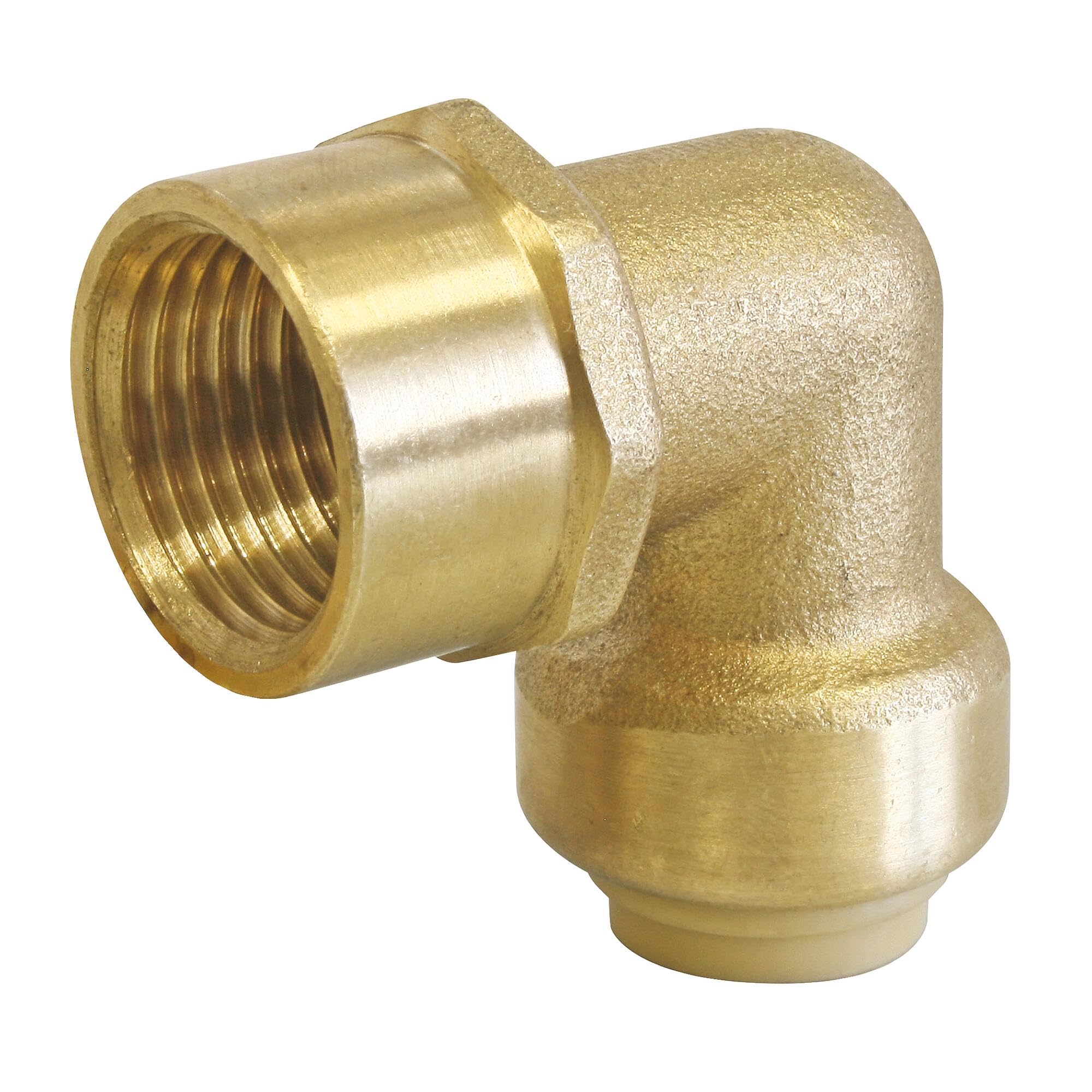 SOMATHERM FOR YOU 3540730014030 Angled Female PushFit 14-1/2 Brass Elbow Clip for Copper Pipes or PEX or Multi-Layer Diameter 14 Female 15/21 None
