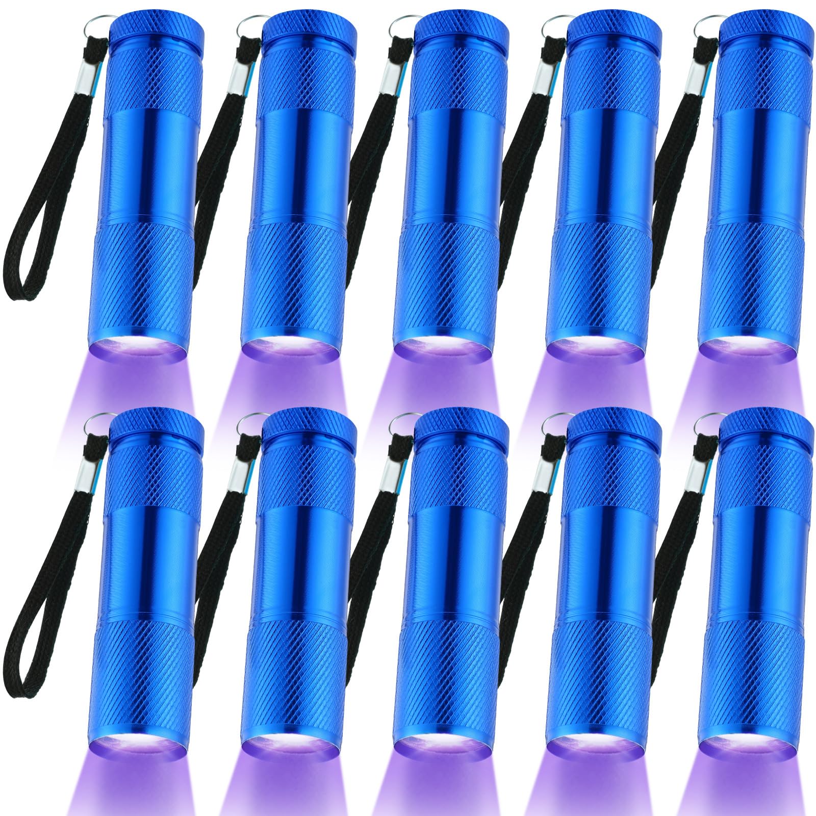 Photo 1 of ***ONLY 7/MISSING 3***Roceei 10 Pieces UV Blacklight Flashlights, LED Light, Handheld Blacklight, Mini Torch Detector, Portable UV Flashlight for Pets(Purple Light in Blue Color)