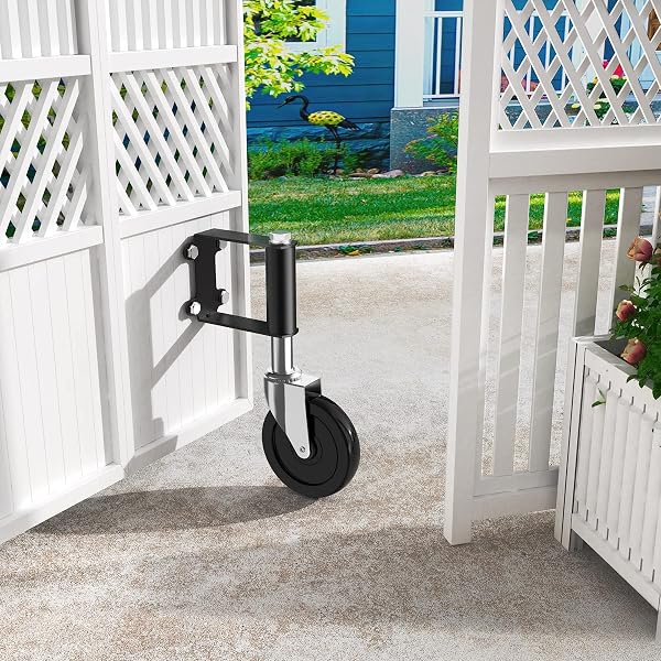 RONLAP GATE CASTER WHEELS SPRING LOADED FOR WOODEN METAL TUBE SWING FENCE GATES HEAVY DUTY OUTDOOR FARM GATE ROLLER, 250LBS, UPGRADED 5 INCHES, 2 PACK