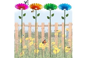 DRCOLLY Bee Watering Station，4 Pack Metal Bee Feeder Cups with Colorful Flower，Bee and Butterfly Bath Bowl for Garden, Outdoor Feeder for Thirsty Pollinators