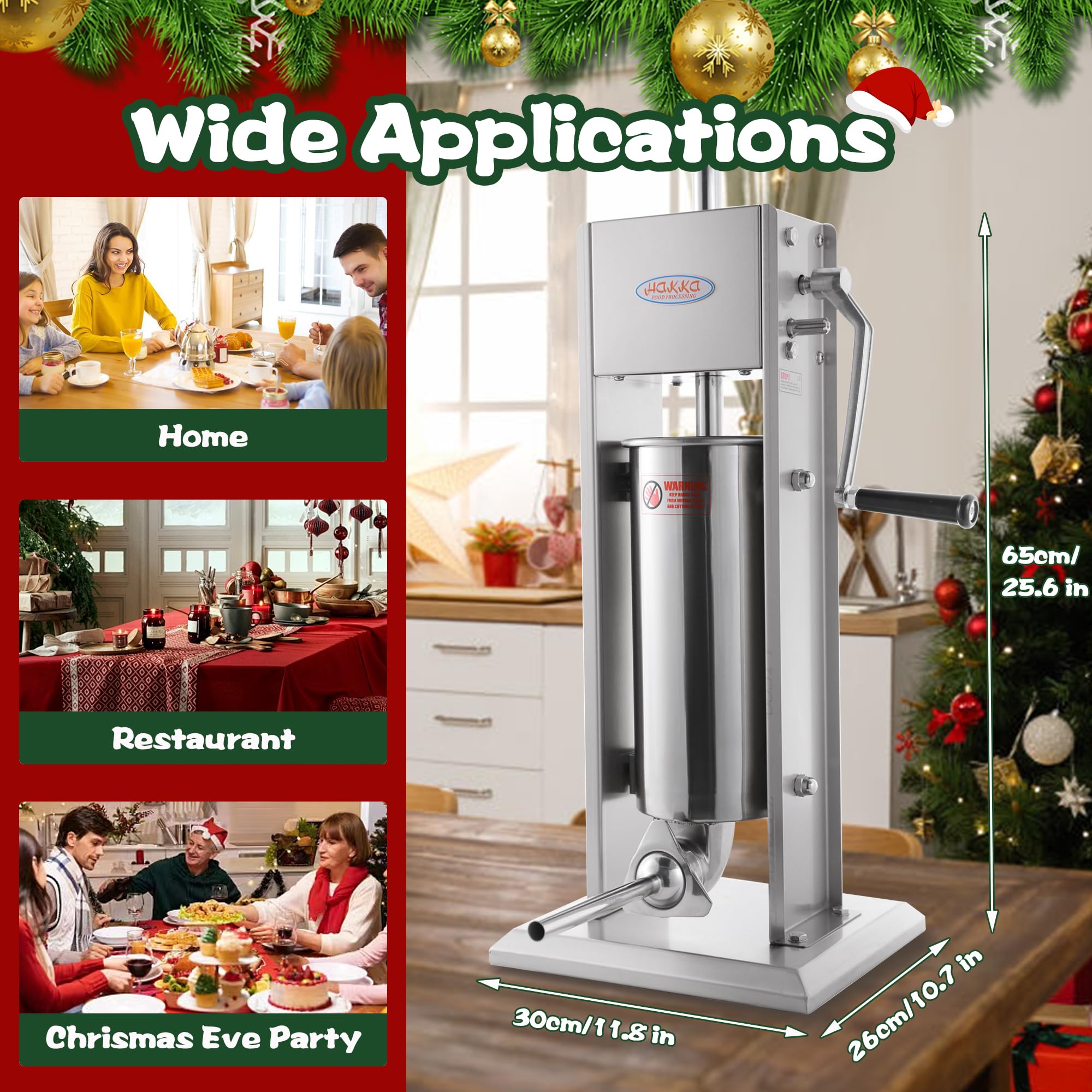 Hakka 11 Lb/5 L Sausage Stuffer 2 Speed Stainless Steel Vertical Sausage Maker