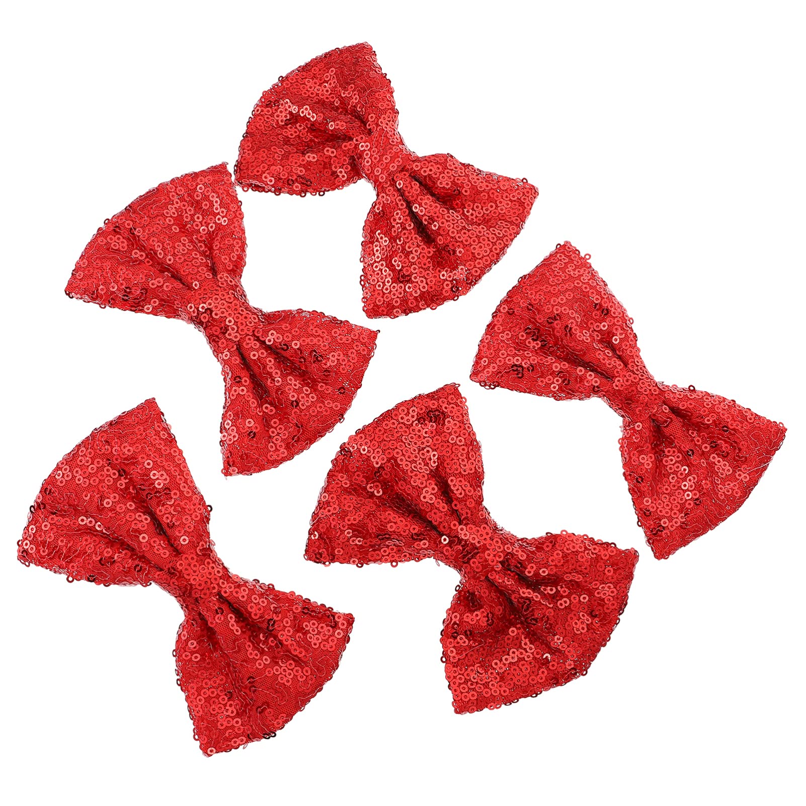 Xmas Sequin Bow Hair Clips: 5pcs Christmas Glittering Barettes Red Sequin Embroidery Bow Alligator Hair Clips Duckbill Hair Accessories for Women Girls Holiday Costume Decoration