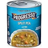 Progresso Traditional Split Pea with Ham Canned Soup, Gluten Free, 19 oz | Real Split Peas, Cooked Ham &amp; Root Vegetables, Good Source of Fiber, 120 Calories per Serving, No Artificial Flavors