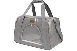 ROSEBB Cat Carrier Dog Carrier Pet Carriers for Medium Small Cats Dogs Puppies up to 15 Lbs,TSA Airline Approved Small Dog Cat Carriers Soft Sided,Collapsible Travel Puppy Carrier (Grey, Medium)