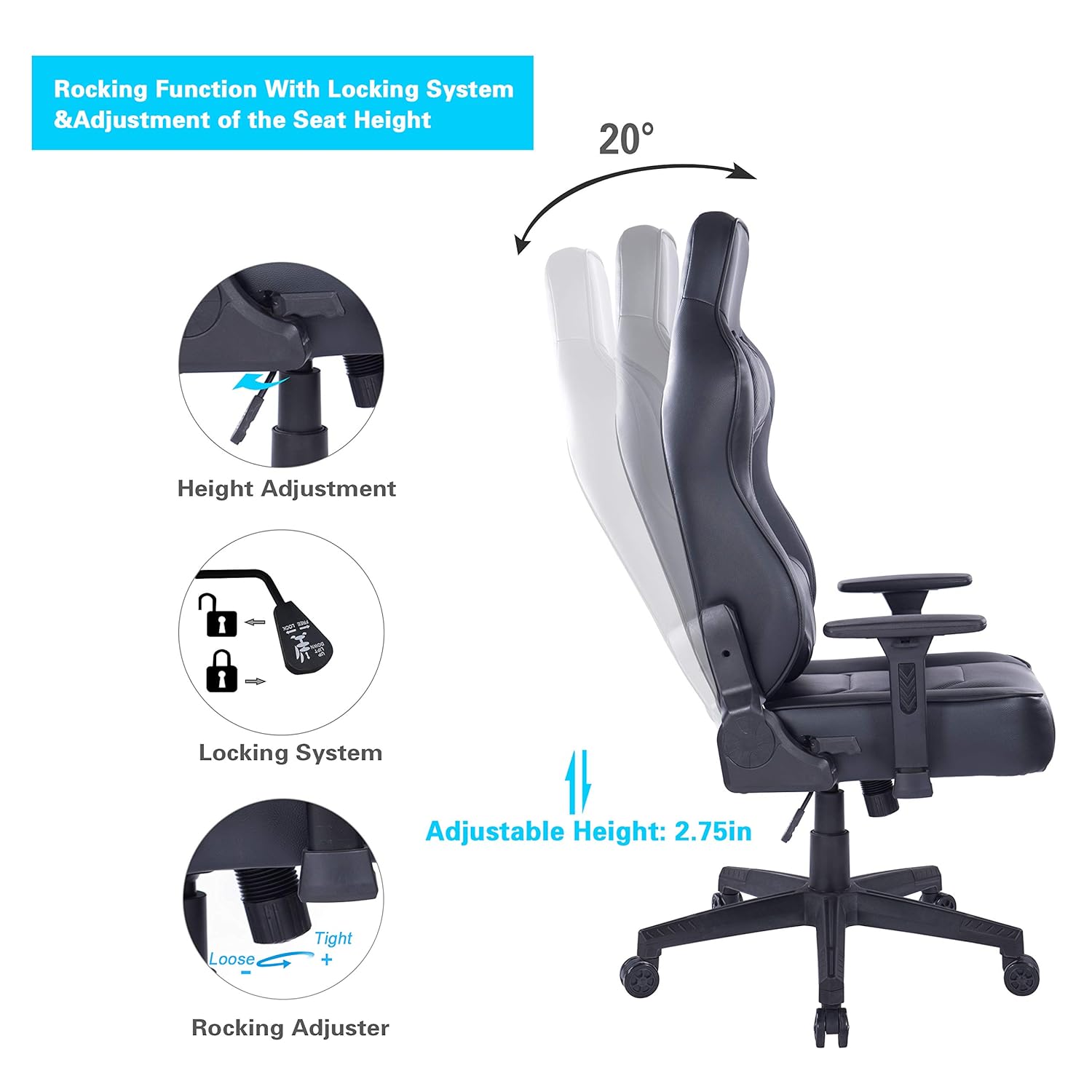 Sports Fitness Pc Computer Video Game Racing Chair Reclining Executive Ergonomic Office Desk Chair With Headrest Bw 291black Blue Whale Gaming Chair With Massage Lumbar Pillow Sports Outdoors Belasidevelopers Co Ke