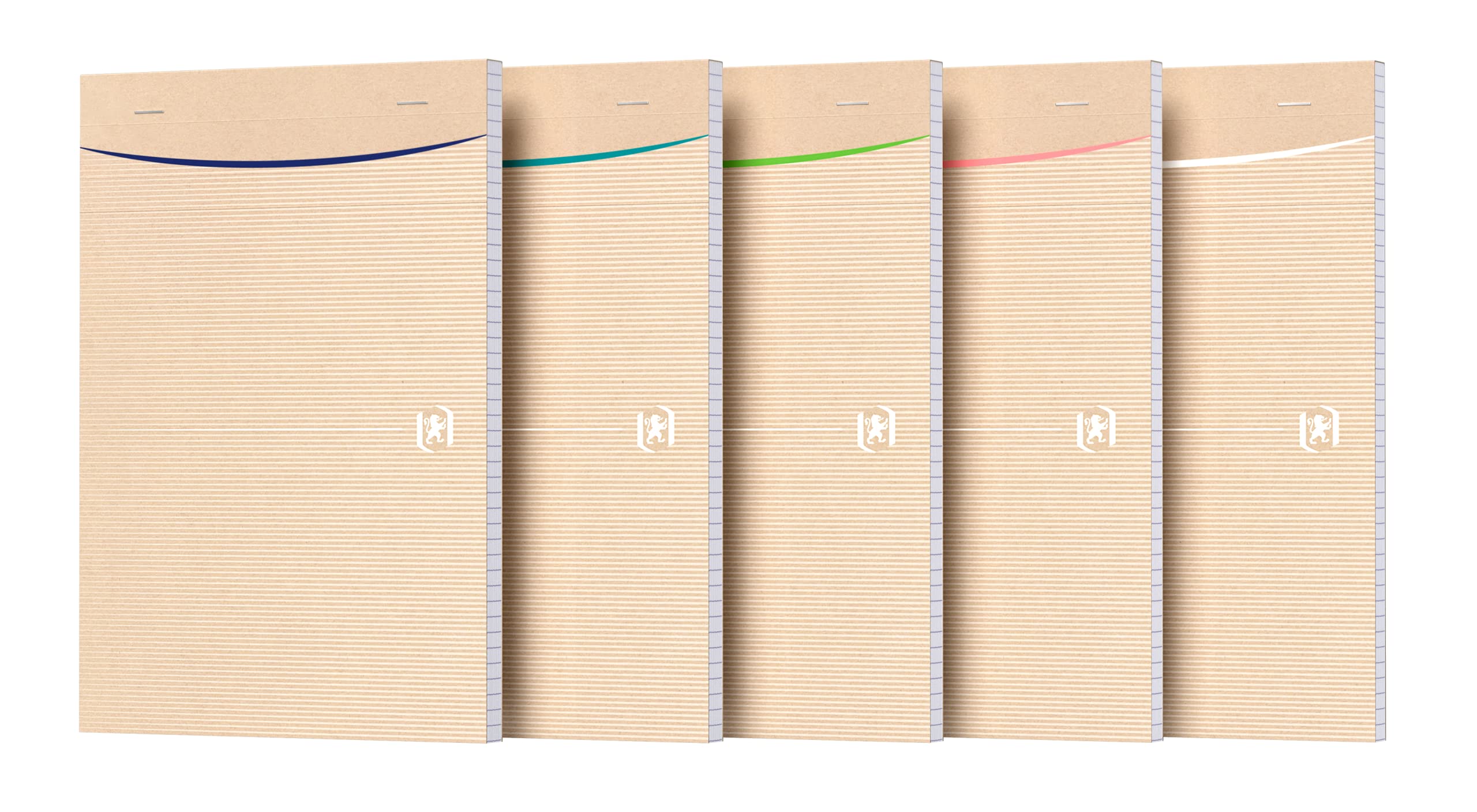 Oxford Touareg Pack of 5 Notepads A5 Small Squares 5 mm 160 Pages Stapled Card Cover Assorted Colours Recycled Paper