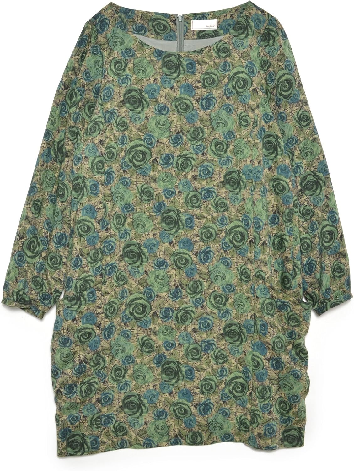 Amazon テチチ Te Chichi リバティプリントシルクローン花柄ワンピース グリーン M ワンピース チュニック 通販