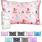 Miss Adola Silk Pillowcase for Kids - 30 x 20 Inches Queen Size Mulberry Silk Pillow Case with Zipper Cute Cartoon Kawaii Teens Girls Boys Pillowcase for Hair and Skin, Floral Girl