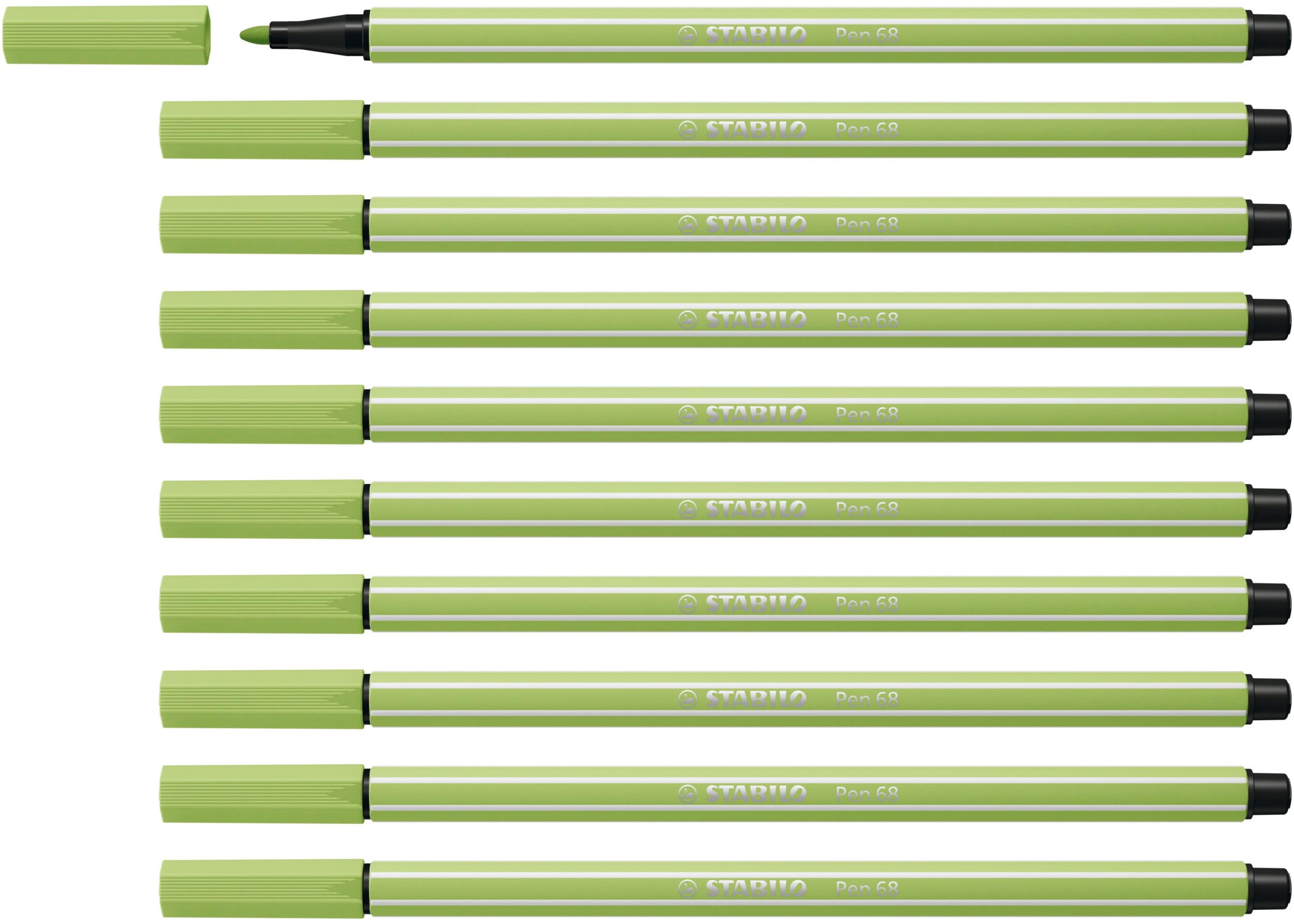 STABILO Pen 68 - Premium Fibre-Tip Pen - Pack of 10 - Pistachio