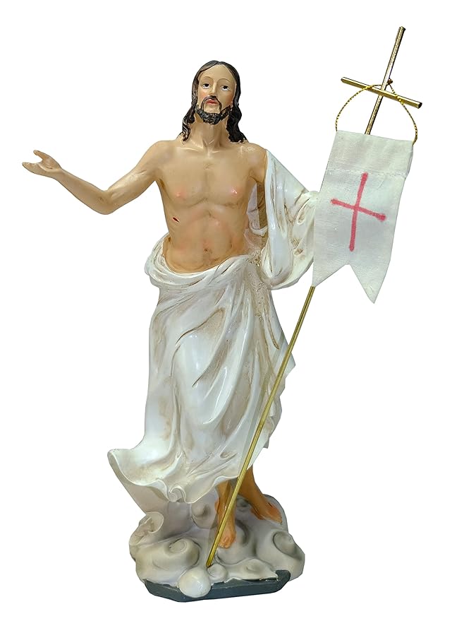 Kaltner Präsente Geschenkidee - Deko Figur Christus Jesus mit Fahne Osterfahne Auferstehungsjesus Auferstehungschristus