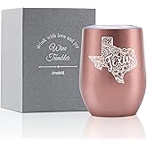 Onebttl Texas Gifts for Women Men, Texas Themed Souvenirs, 12oz Stainless Steel Wine Tumbler with Lid, Perfect for Christmas, Moving Gift