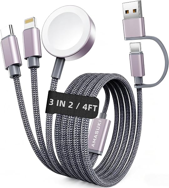 2026 Travel Essentials for Apple Watch Charger,Cruise Vacation Camping Essentials,iPhone Charger,Multi Charging Cable,3 in 2