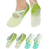 LemonGirl Womens Non-Slip Yoga Socks US 5-8 with Grips 2 Pairs Gradient Color for Pilates Barre