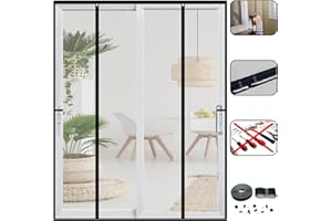 CHIYUNS Double Door Mesh Screen Magnetic Closure Heavy Duty for Sliding Door 72" x 80" Extra Long Magnet Bug Screens for French Doors, Self Closing Fiberglass Mosquito Net for Doorway, Keep Bugs Out
