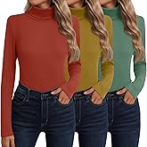 Neer 3 Pack Cotton Women's Turtleneck Long Sleeve Tops Thermal Underwear Base Layer Fall Winter Shirts Sweater