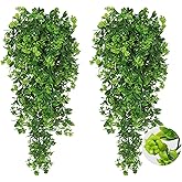 RECUTMS Fake Hanging Plants 2Pcs Artificial Outdoor Greenery UV Resistant Spring Rose Flower Plastic Plant for Outdoors Baske