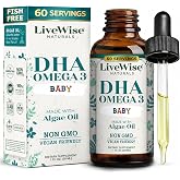 Omega 3 DHA Baby Drops Vegan Liquid Omega 3, 60 Servings, 1 oz | For Babies or Infants Up Top 2 Years Old, Essential DHA Supplement for Baby Brain, Eye &amp; Immune Health