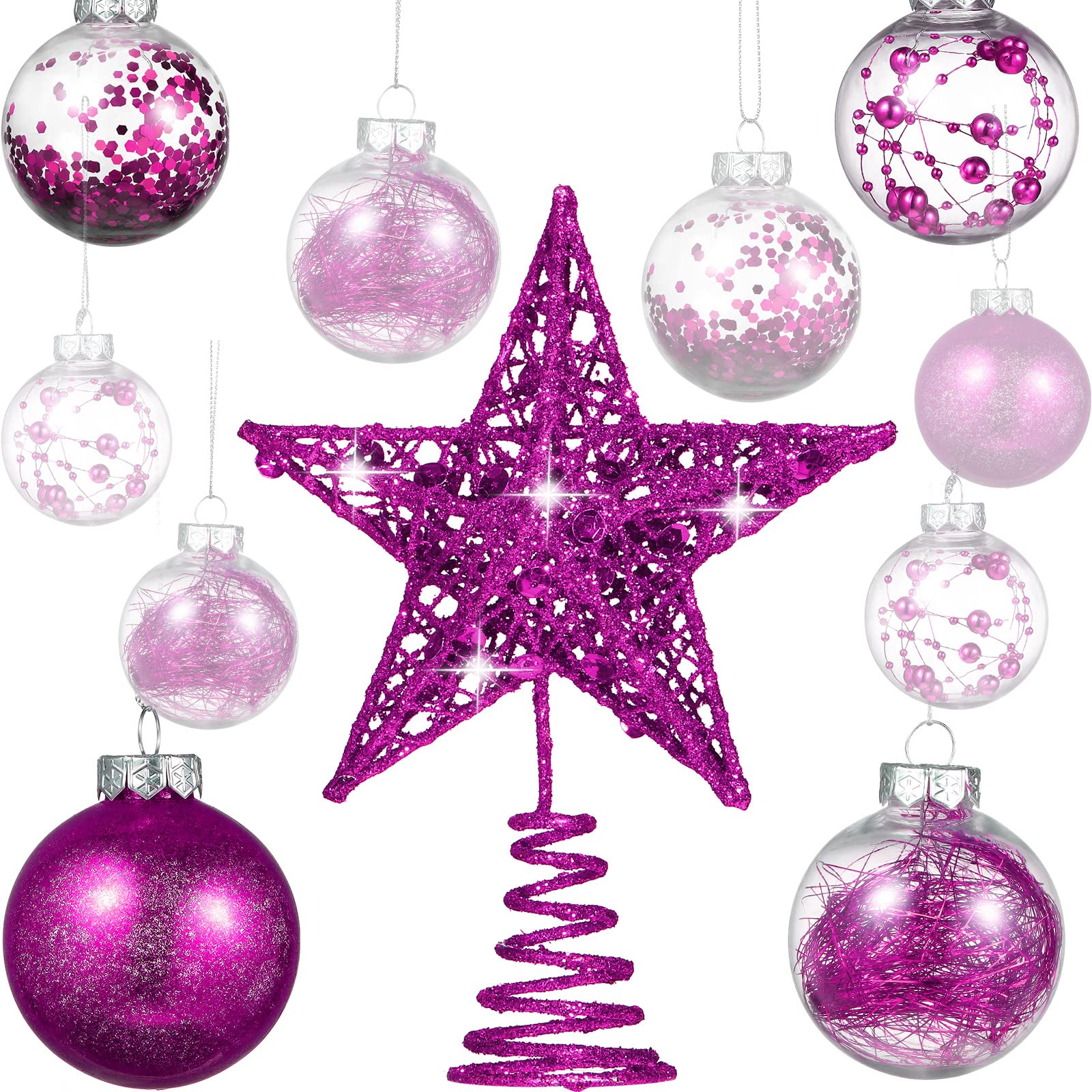 Gejoy 24 Shatterproof Plastic Christmas Ball Ornaments - 2.36 Inch Tree Balls with One Star for Christmas, New Years, Wedding, Home Party Decoration (Purple)
