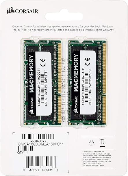 Corsair Apple Certified 16 Gb 2x8 Gb Ddr3 1600mhz Pc3 Laptop Memory 1 35v At Amazon Com
