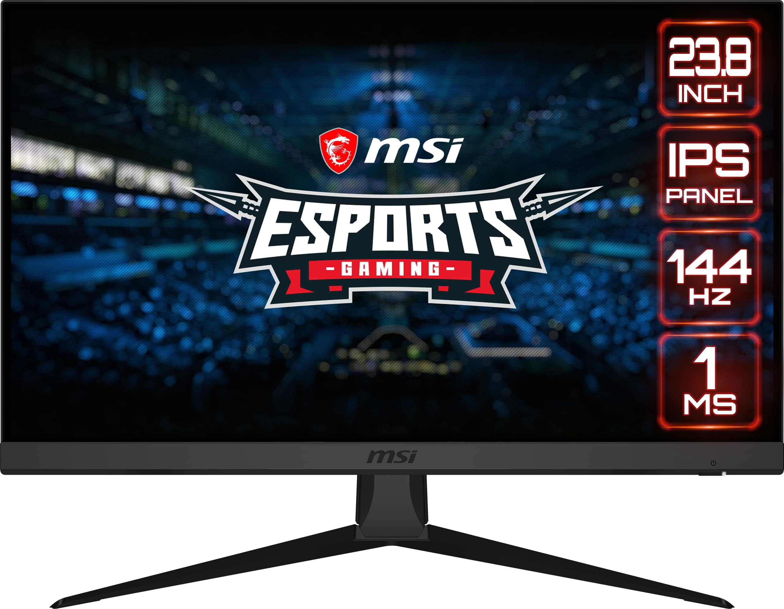 MSI Optix G242 IPS Esports Gaming Monitor - 23.8 inch, 16:9 Full HD (1920x1080), 144Hz, 1ms Response Time, Less Blue Light, VESA Mounting, Display Port, HDMI
