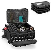 DSLEAF Tactical Pistol Range Bag with 4 Pistol Cases, Padded Gun Duffle Range Bag with 16X Magazine Slots and Extra Pockets for Ammo and Essentials (Patent Design)