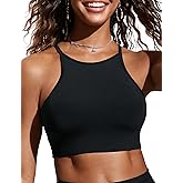 CRZ YOGA Women's Bikini Tops High Neck Swimsuit Racerback Padded Bathing Suit Sexy Swimwear