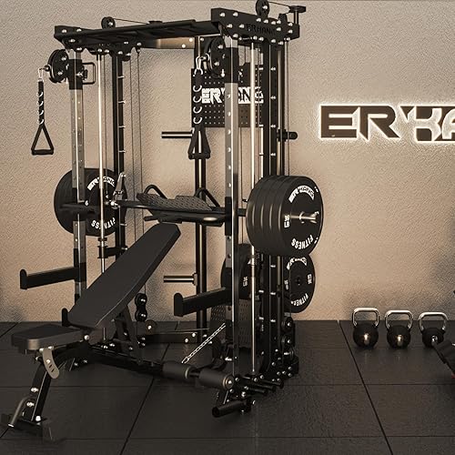 ER KANG Smith Machine, 2200LB Power Cage Squat Rack with Cable