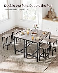 VASAGLE Bar Table Set, Bar Table with 2 Bar