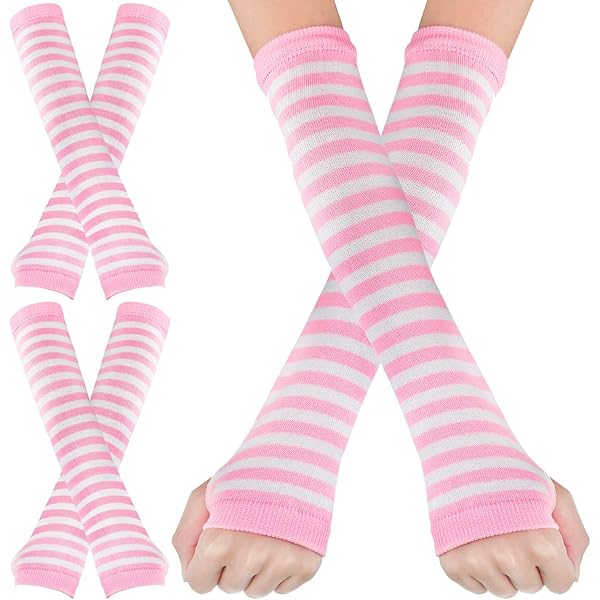 rurumu:♡ weave yarn arm warmers♡pink Pink Long Arm Warmers With