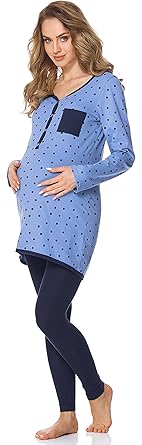 Bellivalini Damen Umstands Pyjama mit Stillfunktion BLV50-125