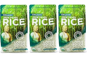 Lotus Foods Organic Jade Pearl Rice - Gluten Free Sushi Style Pearled Rice, Infused with Bamboo Extract, Vegan, Non GMO, Use for Curries, Stir Fries, Salad, and More - 15 oz Bag (Pack of 3)