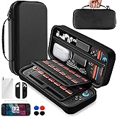 Large Capacity Carry Case for Nintendo Switch 2, Hard Shell Travel Case for Switch 2 with 1 Screen Protector with Alignment Frame, 2 Silicone Joypads Cover, 4 Thumb Grip Caps, 1 Cleaning Wipe