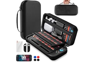 Large Capacity Carry Case for Nintendo Switch 2, Hard Shell Travel Case for Switch 2 with 1 Screen Protector with Alignment F