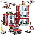 WishaLife City Fire Station Building Blocks Set, Fire Truck, Helicopter, Drone, Rescue Gear, Fire Command Center Playset, Firefighters Roleplay Toy Gifts for Kids Boys Girls Ages 6+ (744 Pieces)
