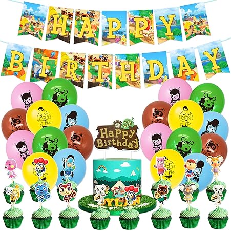 Animal Crossing Gifts For Kids Pennant Stickers Birthday Party Supplies Included Cupcake Toppers Animal Crossing New Horizons Party Decorations Popcorn Boxes Tablecloth Plates And Paper Cups Toys Games Party Supplies Liptoncup Com