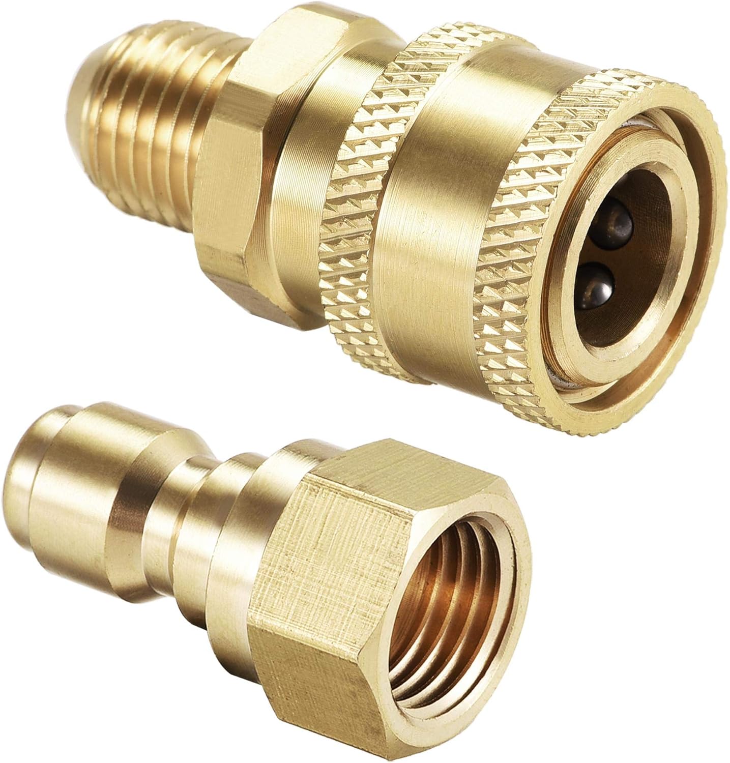 sourcing map Garden Hose Brass Quick Connect Set Fittings M14x1.5 Male & Female Thread Water Hose Connectors Pressure Washer Adapter