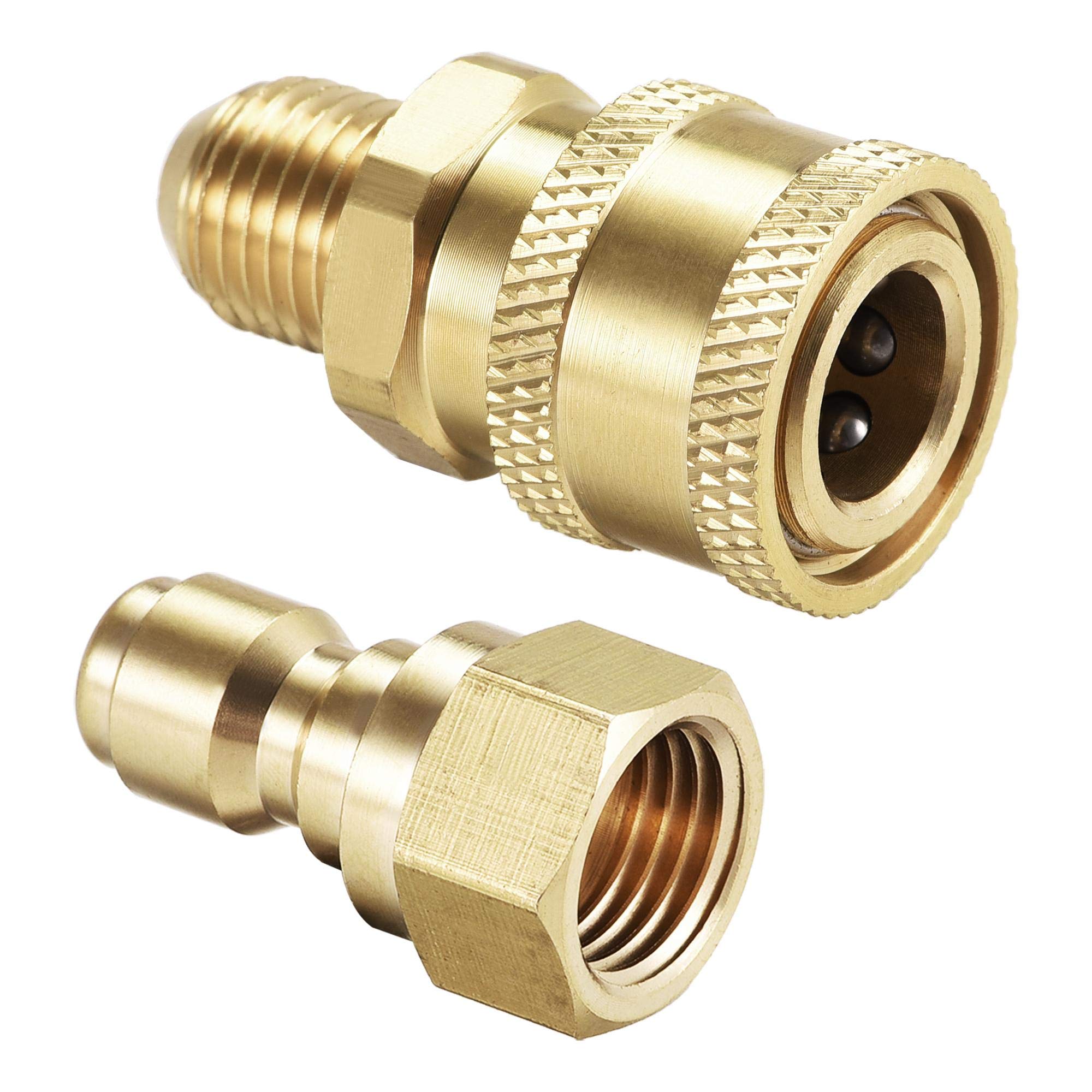 sourcing map Garden Hose Brass Quick Connect Set Fittings M14x1.5 Male & Female Thread Water Hose Connectors Pressure Washer Adapter