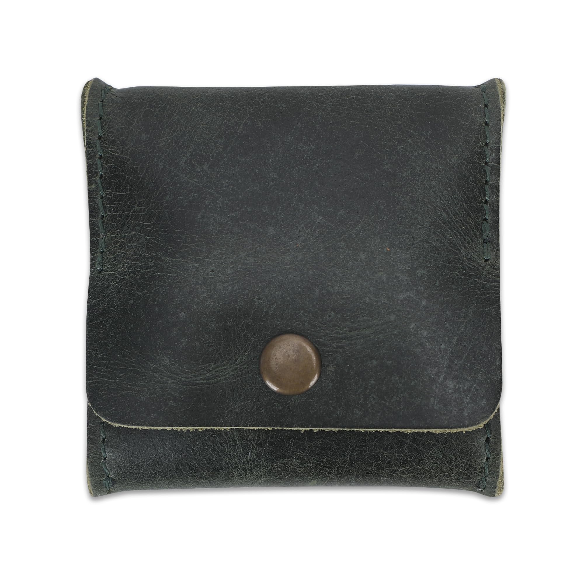 Photo 1 of CestAntiQ Genuine Leather Squeeze Coin Pouch Moon Pocket Coin Case Handmade Vintage Leather Change Holder Purse Wallet for Men & Women Small Minimalist Coin Purse Leather Coin Wallet (Green)