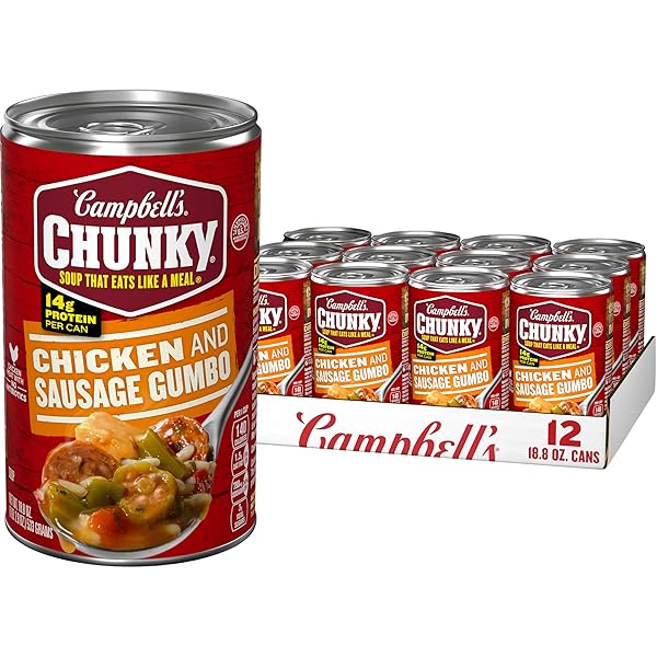 CAMPBELL’S CHUNKY SOUP, CHICKEN AND SAUSAGE GUMBO, 18.8 OZ CAN (CASE OF 12)