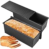 Spmarkt 2-Pack Black 13inch Pullman Loaf Pan with Lid, Premium Non-Stick Coating Bread Pan, PFTE and PFOA-Free, Safe and Healthy Baking for Homemade Bread with Family-sized
