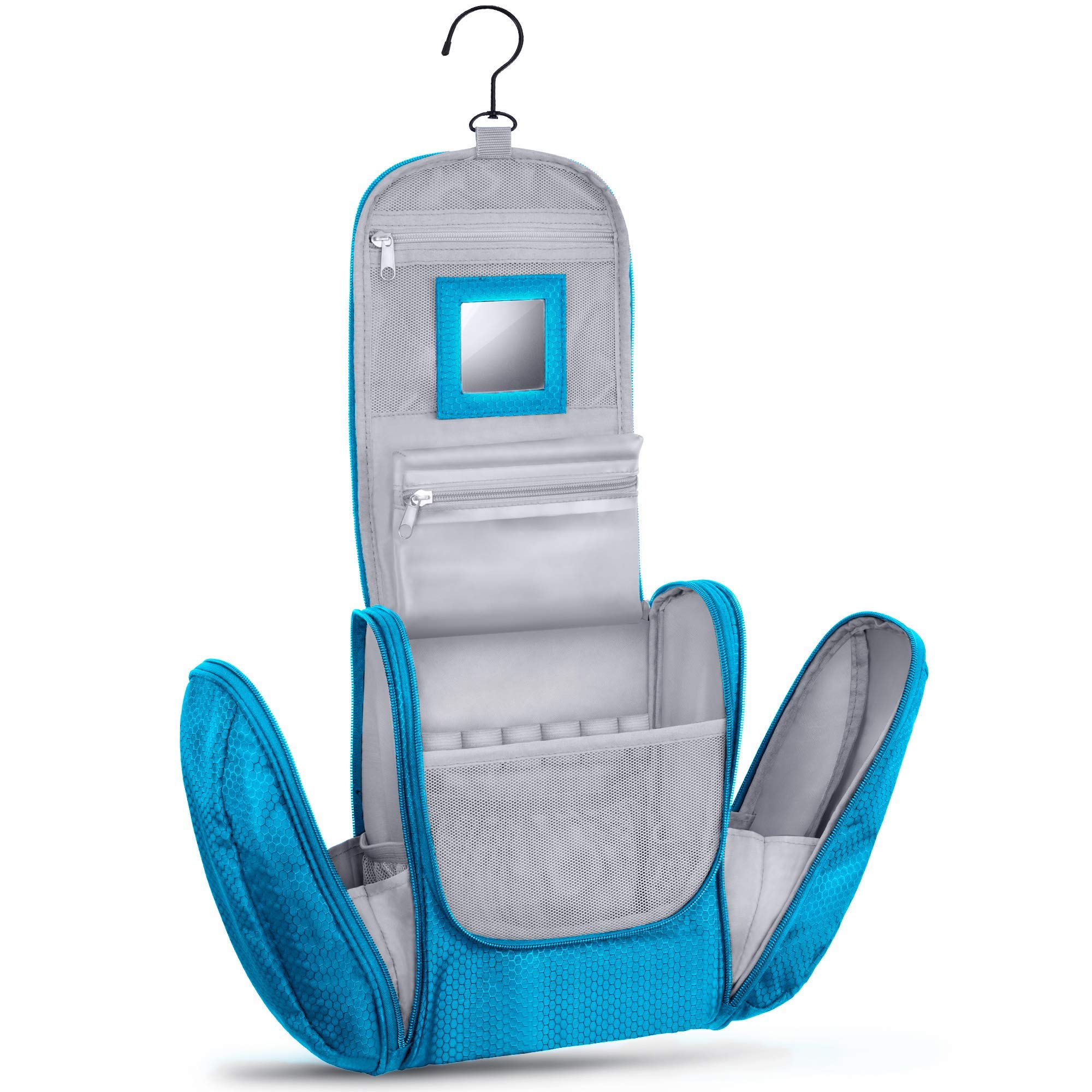 Large Premium Toiletry Bag with Mirror for Men and Women Large Wash Bag XXL Cosmetic Bag Spacious Toilet for Women and Men with Hook (turquois)