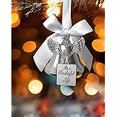 Christmas Bell Ornament with Angel Wings & Heart, It's a Wonderful Life Pendant for Christmas Tree Home Door Mantle Fireplace Decoration